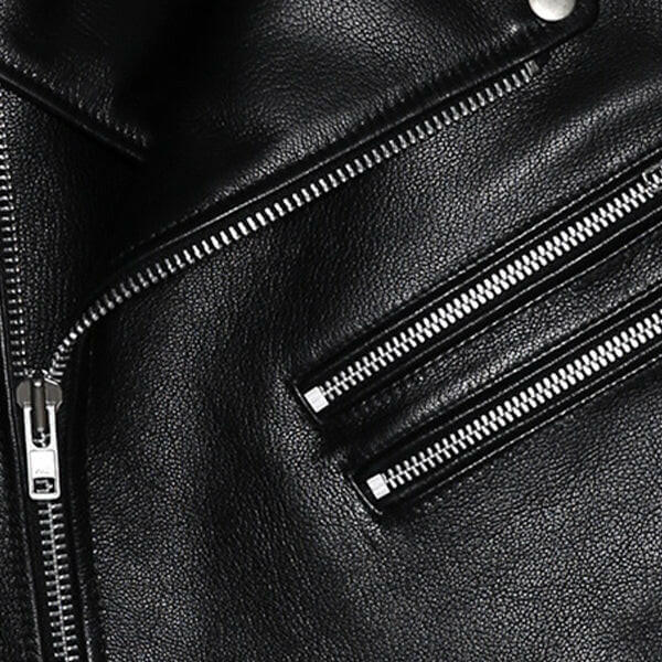 womens double zipper black biker leather jacket
