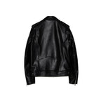 womens leather biker double zipper jacket
