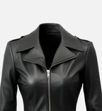 womens asymmetrical black leather jacket
