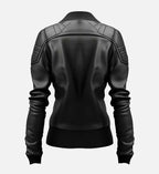 womens leather black bomber jacket
