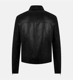 womens leather black minimal jacket
