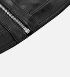 womens black leather jacket 
