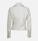womens leather moto style white jacket
