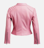 womens leather pink biker jacket