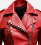 womens biker jacket red leather
