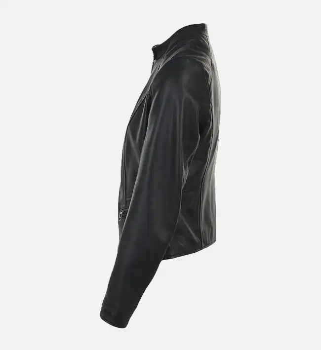 womens black leather jacket
