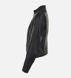 womens black leather jacket
