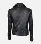 womens quilted biker asymmetrical jacket
