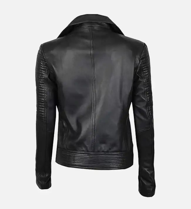 womens quilted biker asymmetrical jacket
