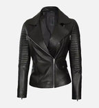 womens quilted asymmetrical biker jacket
