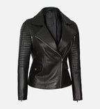 womens quilted biker asymmetrical jacket

