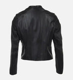womens simple moto black leather jacket
