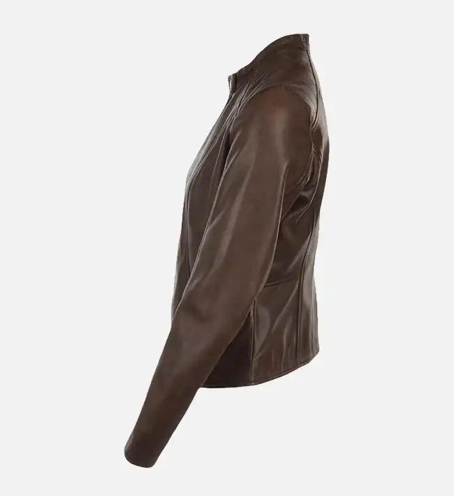 womens brown leather jacket
