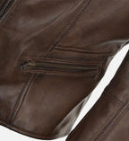 womens simple brown moto leather jacket
