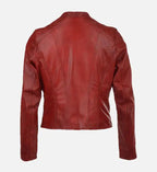 womens simple red leather jacket
