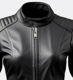 womens stylish leather black jacket