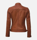 womens tan leather motorcycle jacket
