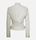 womens white diamond style leather jacket
