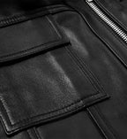 womens zip up black leather jacket
