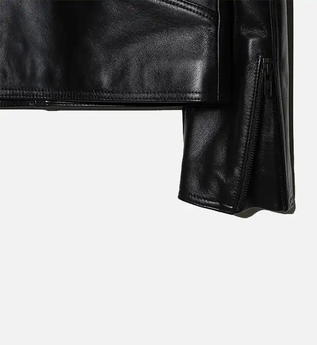 womens zipper black biker leather jacket
