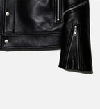 womens zipper trucker black biker jacket
