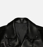 womens black zipper biker leather jacket
