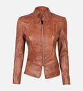 womens brown vintage cafe racer jacket
