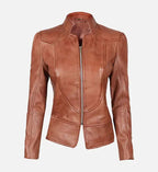 womens brown vintage cafe racer jacket
