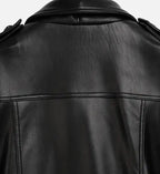 zip up black biker leather jacket for men