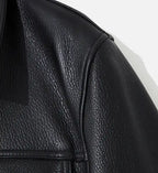 zip up side zipper retro leather jacket for men